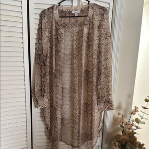 Snake Print Sheer Tunic Top